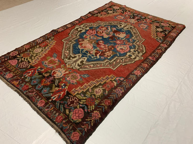 5x7 Red and Blue Anatolian Tribal Rug