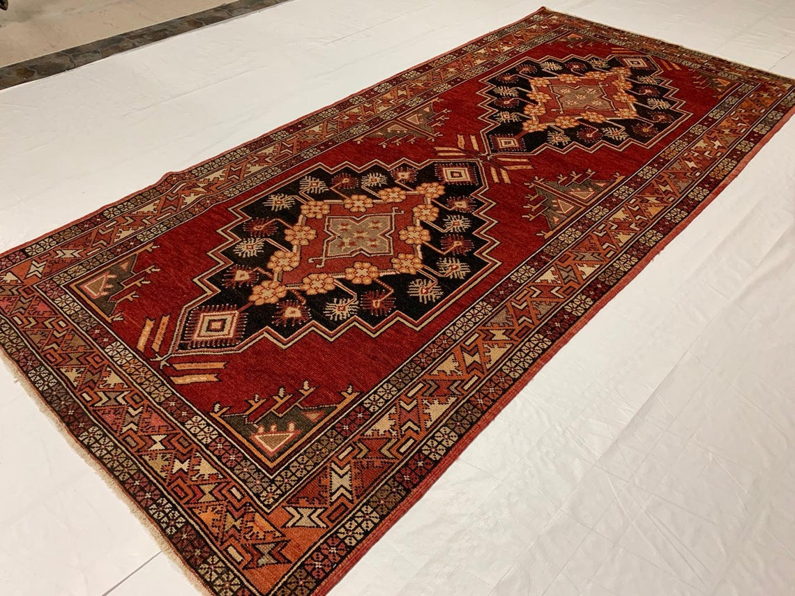 5x11 Red and Gold Turkish Tribal Runner