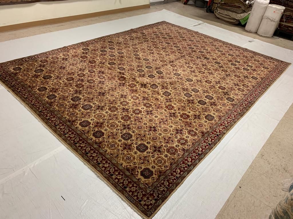 10x13 Gold and Red Turkish Silk Rug