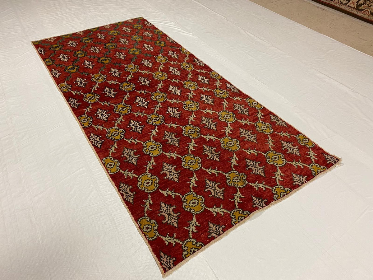 4x8 Red and Gold Turkish Tribal Rug