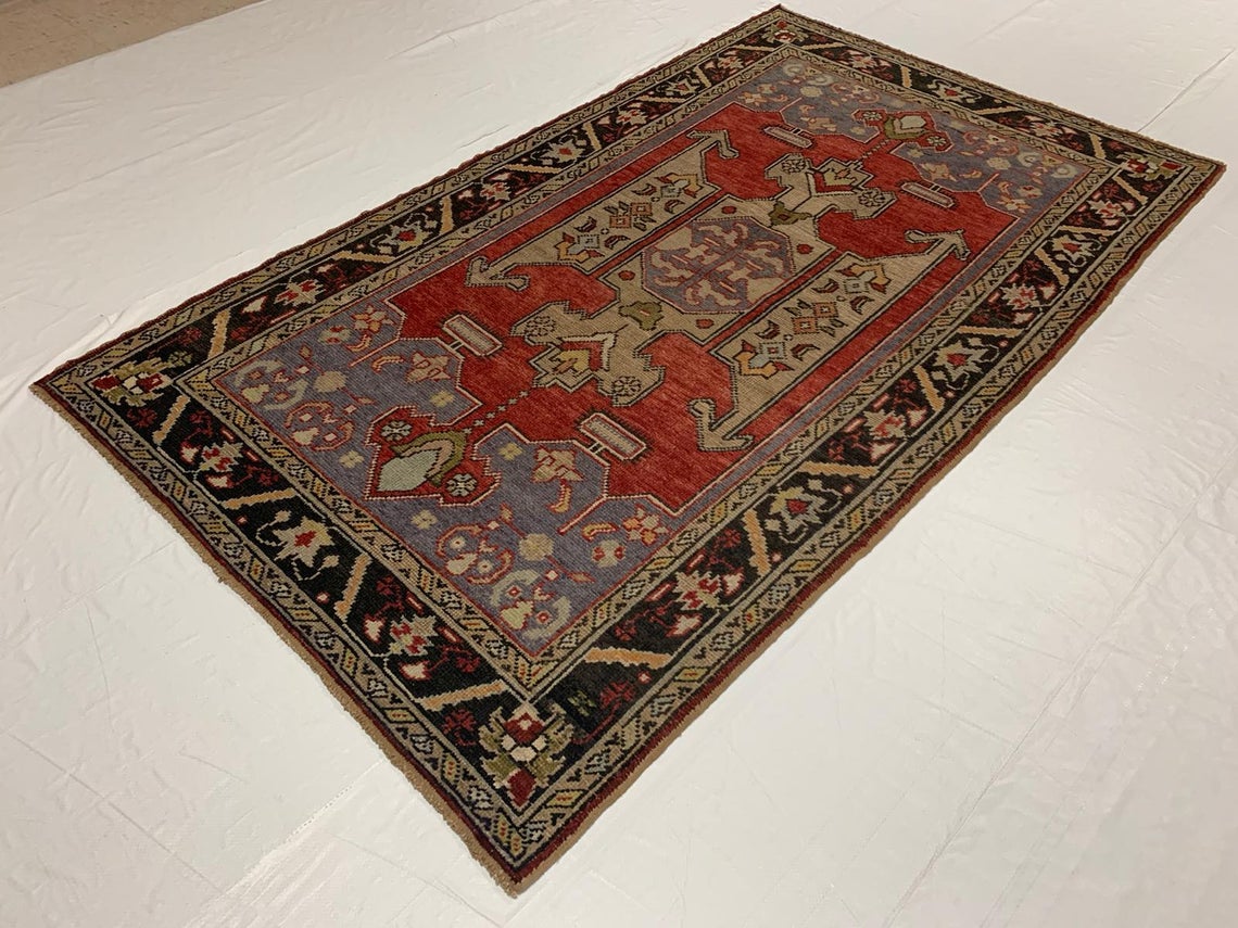 5x8 Red and Black Turkish Tribal Rug