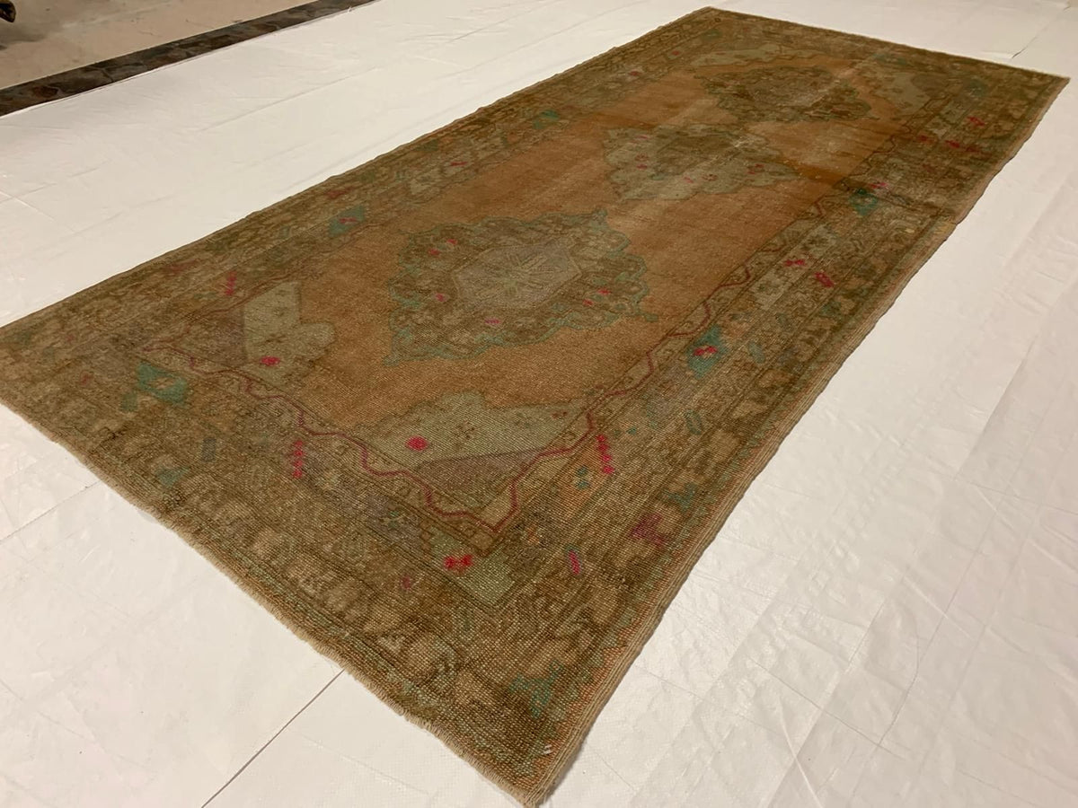 5x10 Beige and Beige Turkish Tribal Runner