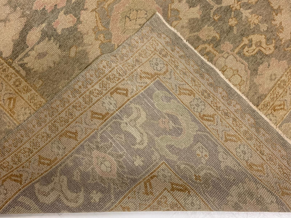 9x11 Ivory and Gray Turkish Oushak Rug