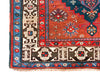 Vintage Handmade 4x6 Red and Navy Anatolian Caucasian Tribal Distressed Area Rug