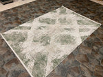 5x8 Green and White Turkish Antep Rug