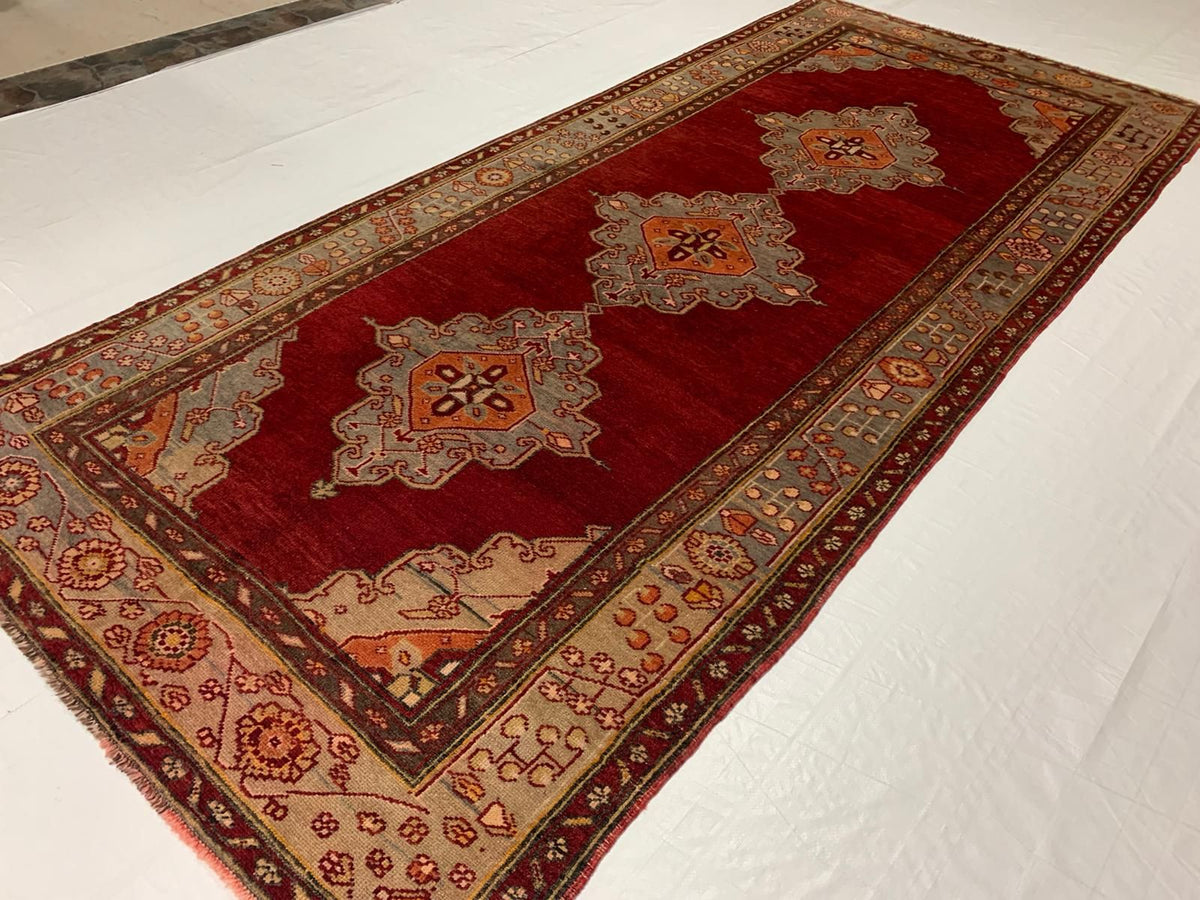 5x11 Red and Blue Anatolian Turkish Tribal Runner