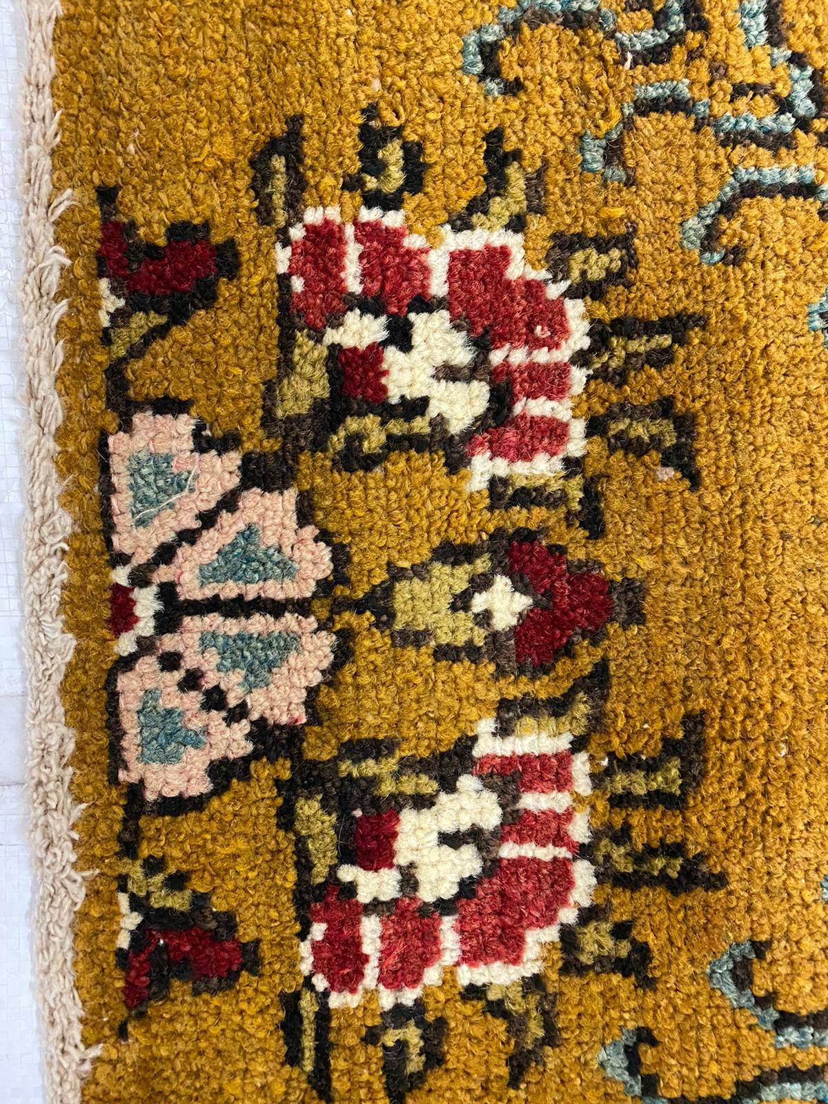 4x9 Gold and Ivory Turkish Tribal Rug