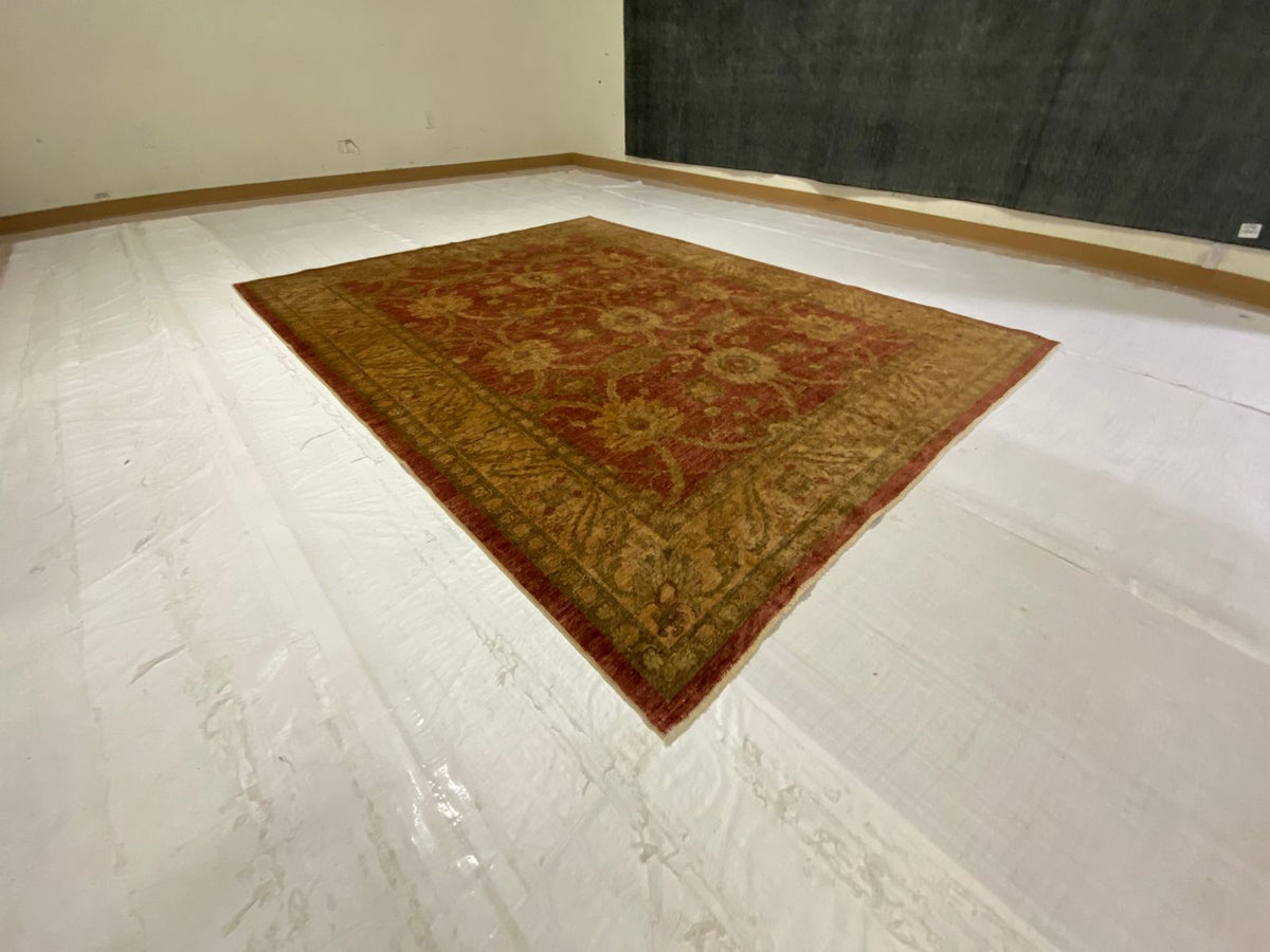 7x9 Red and Gold Turkish Oushak Rug