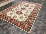 Vintage Handmade 7x9 Red and White Anatolian Caucasian Tribal Distressed Area Rug
