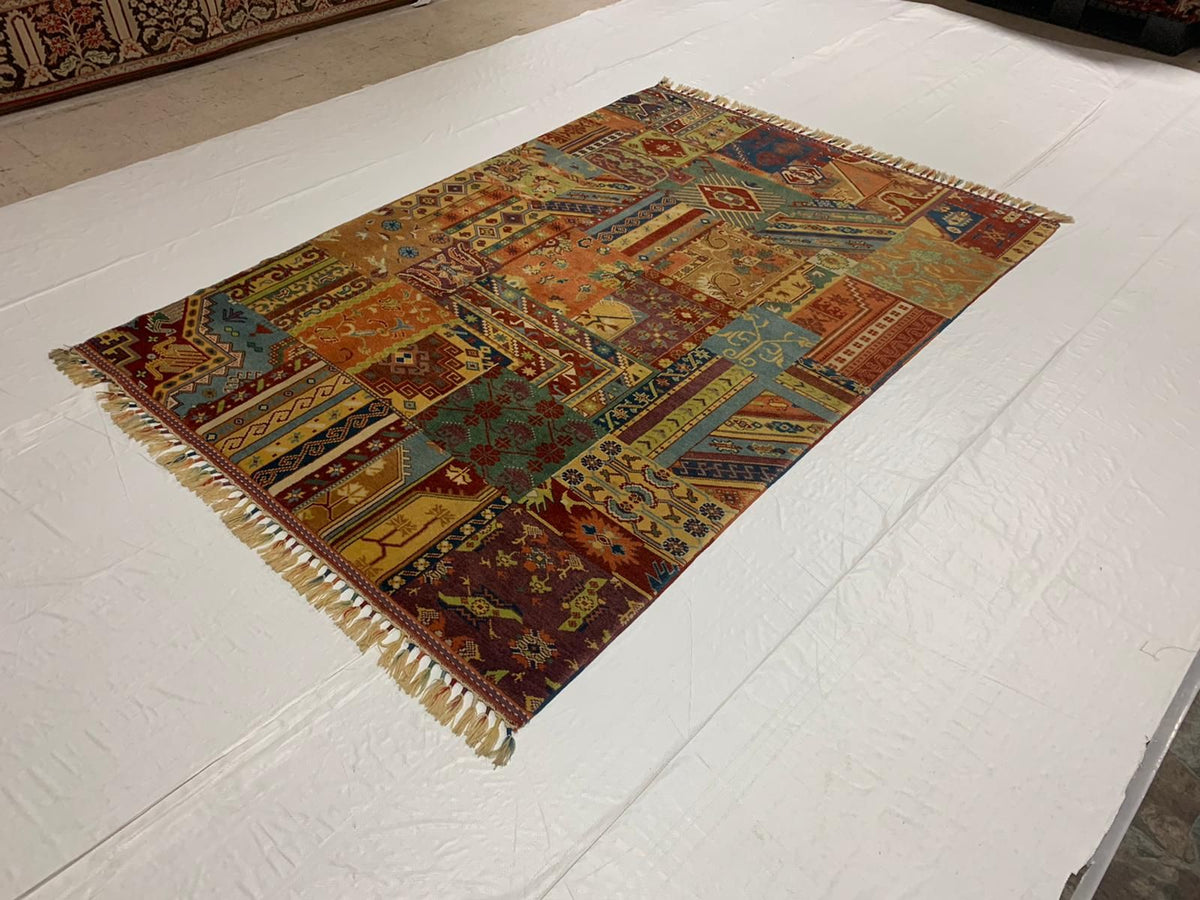 6x8 Vintage Turkish Patchwork Rug