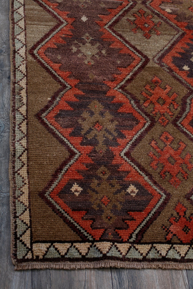 4x7 Red and Green Turkish Tribal Rug