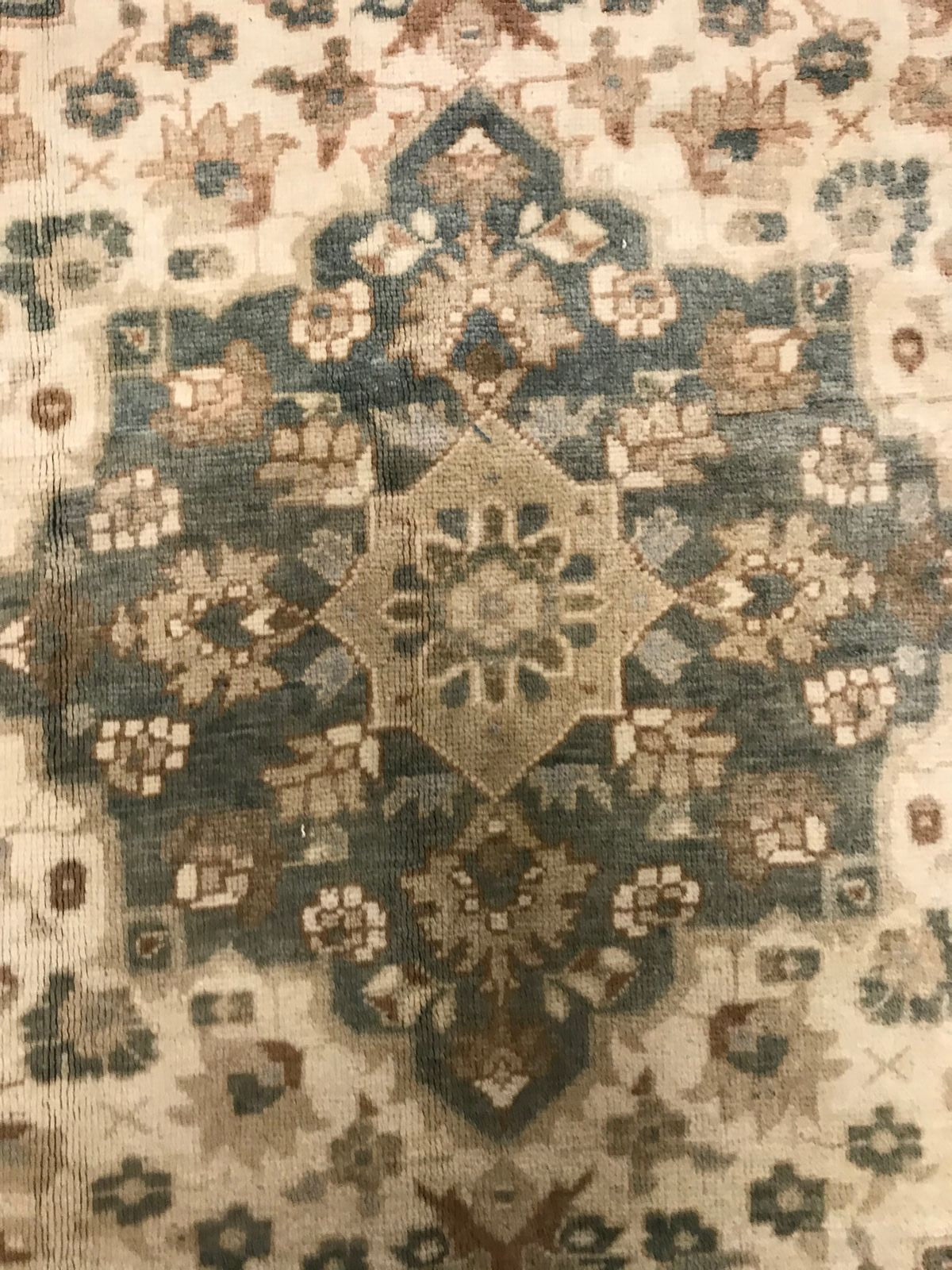 6x11 Green and Beige Turkish Tribal Rug
