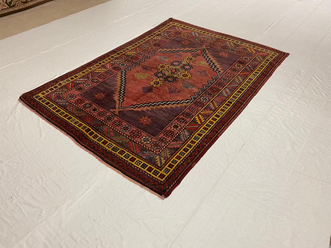 5x7 Red and Purple Turkish Tribal Rug