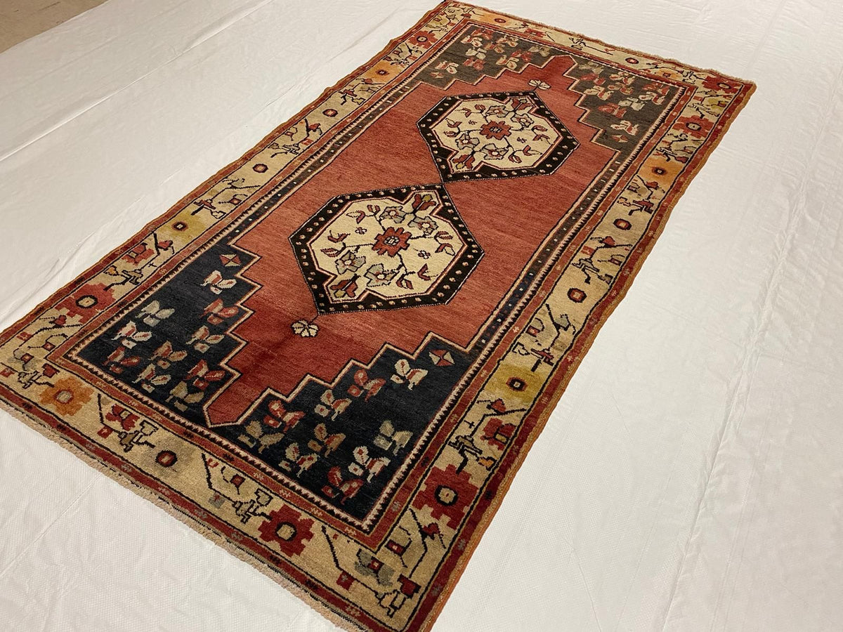 4x8 Rust and Ivory Turkish Tribal Runner
