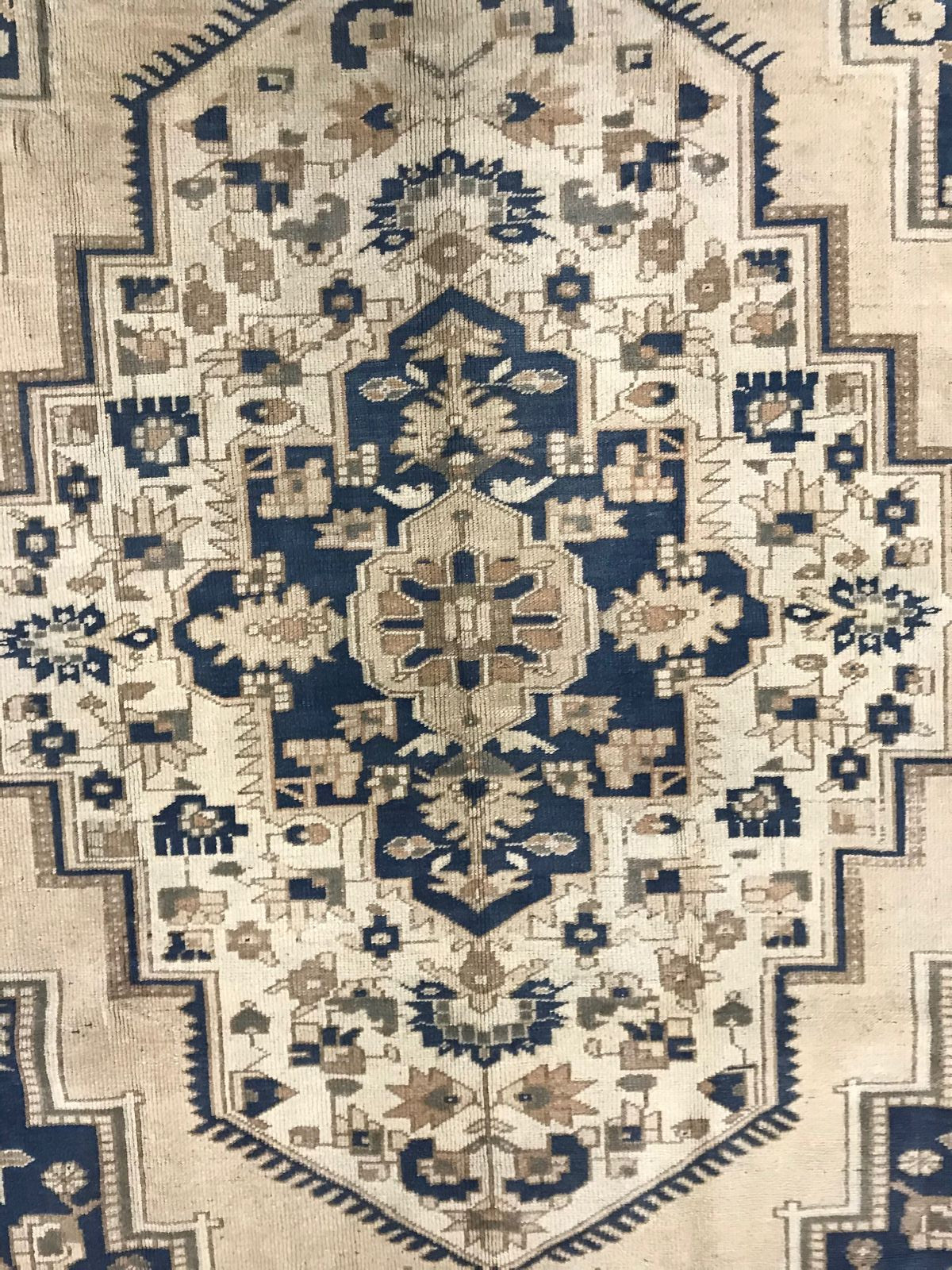 6x10 Blue and Beige Turkish Tribal Rug