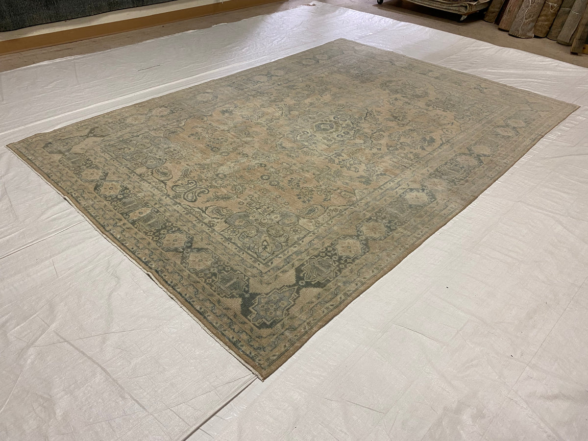 7x10 Peach and Green Persian Traditional Rug