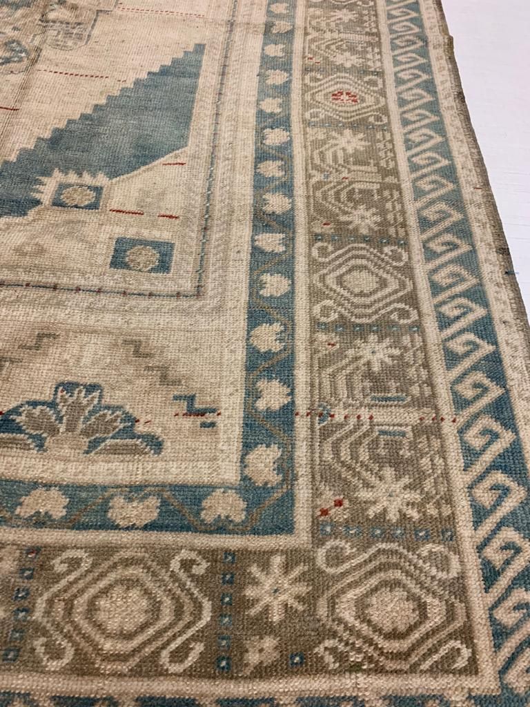 6x11 Peach and Blue Turkish Tribal Rug