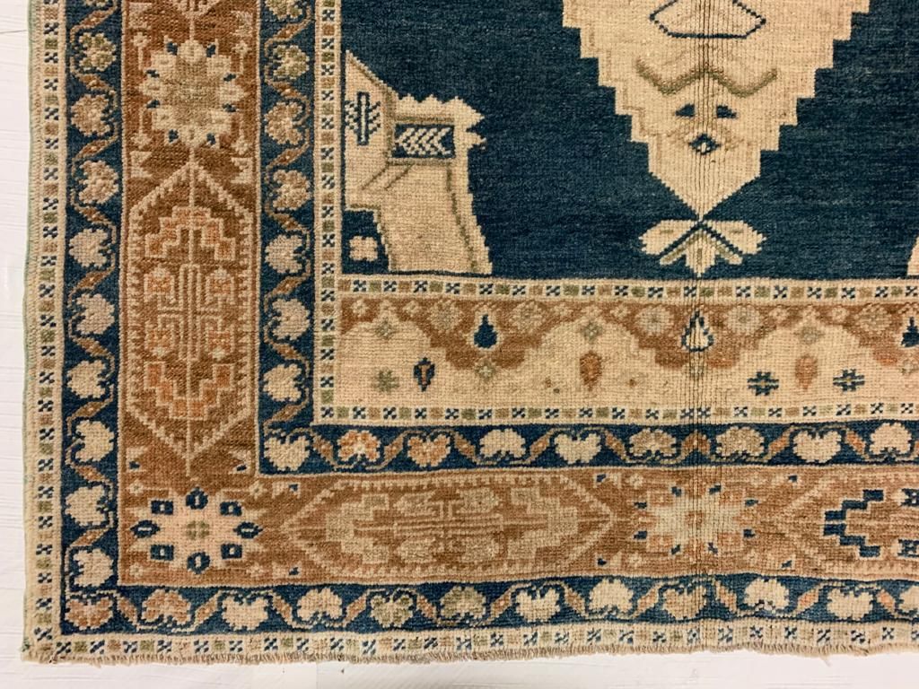 4x7 Ivory and Brown Turkish Tribal Rug