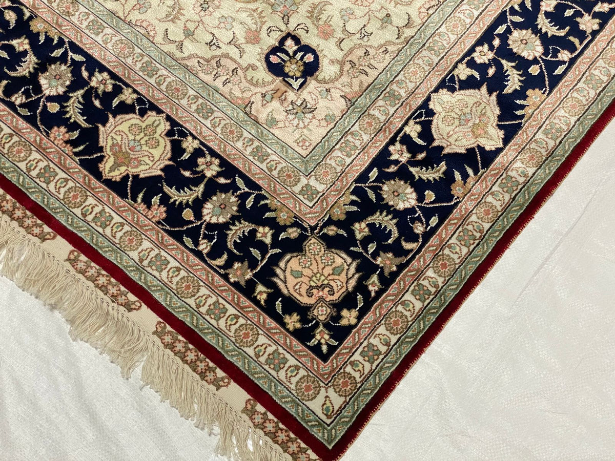 5x8 Red and Navy Turkish Silk Rug