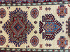 Vintage Handmade 3x8 Ivory and Red Anatolian Caucasian Tribal Distressed Area Runner