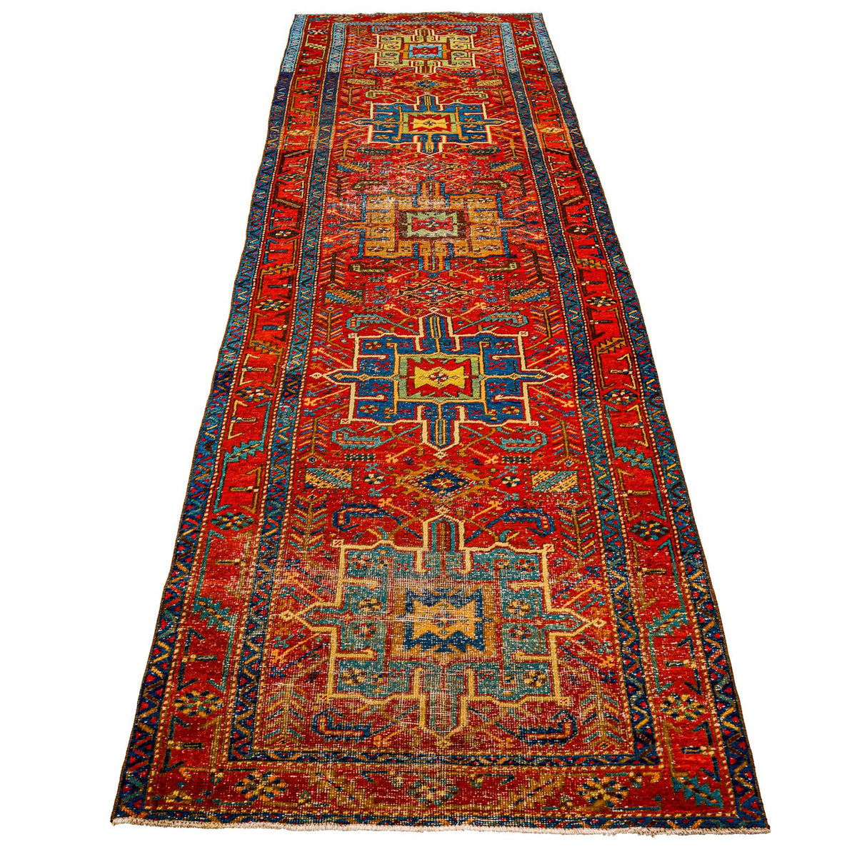 3x11 Red and Navy Persian Runner