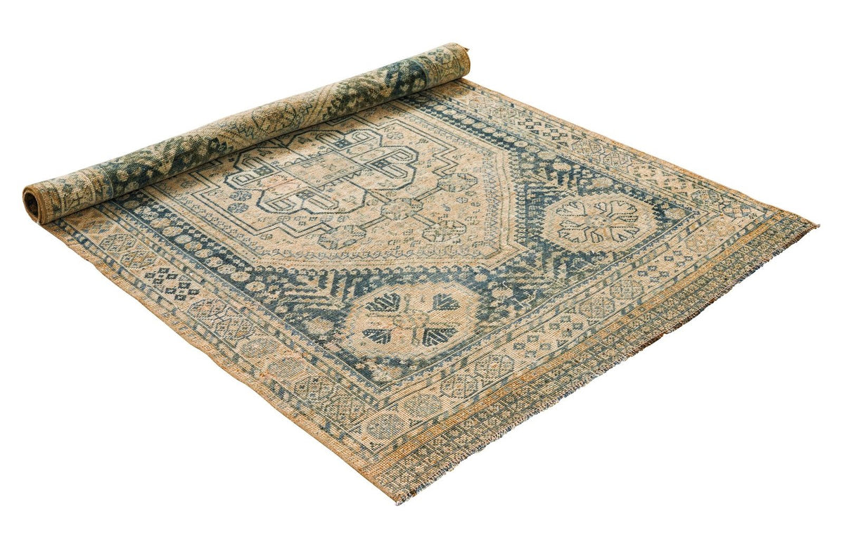 4x5 Blue and Beige Persian Rug