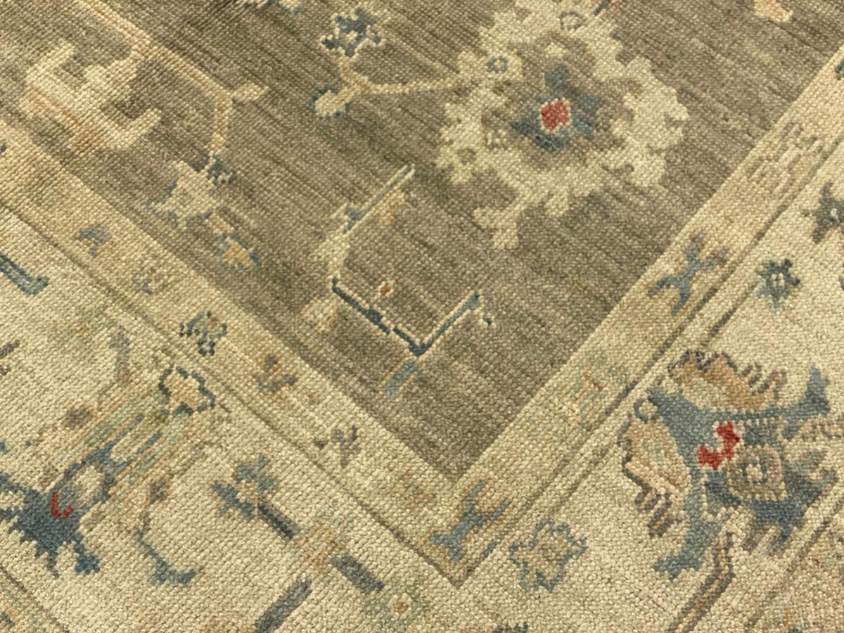 6x9 Gray and Ivory Turkish Oushak Rug