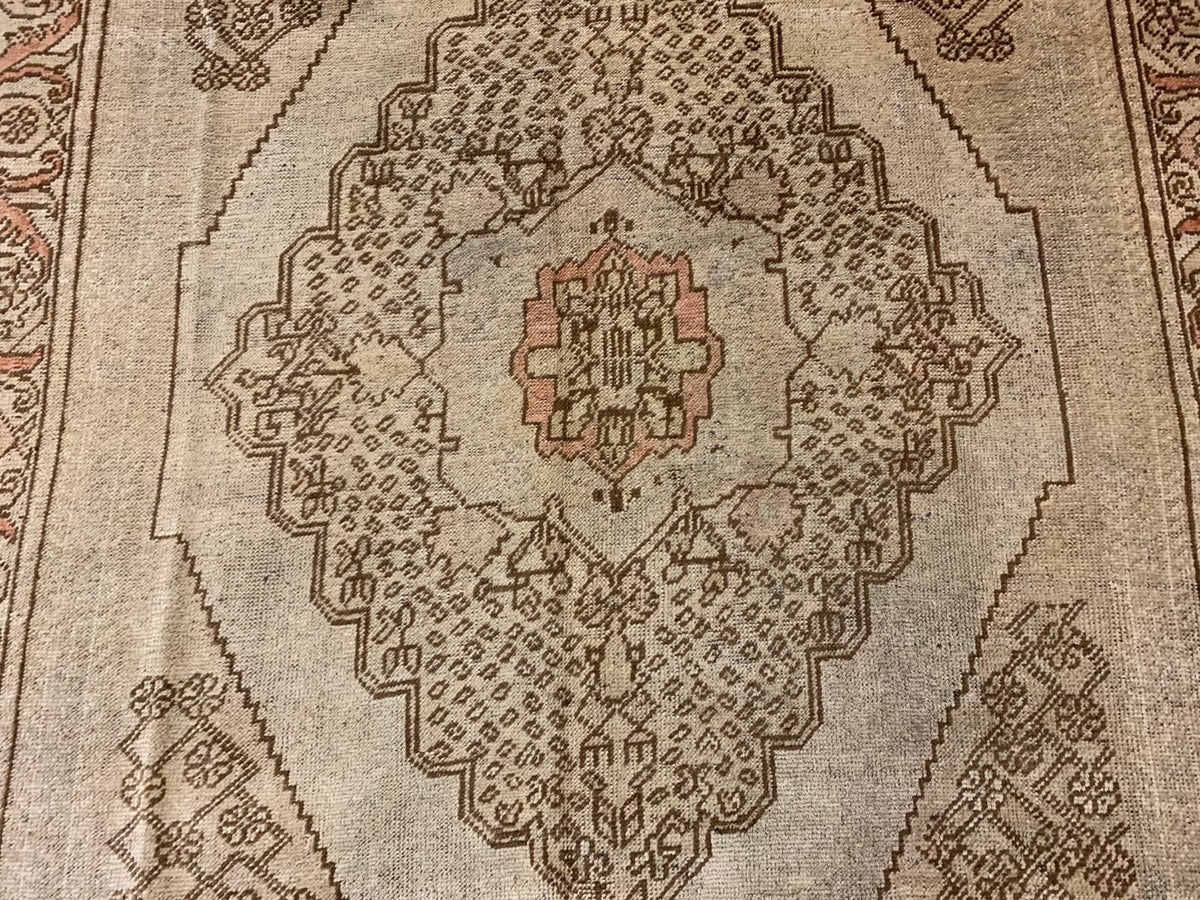 6x10 Ivory and Ivory Turkish Tribal Rug