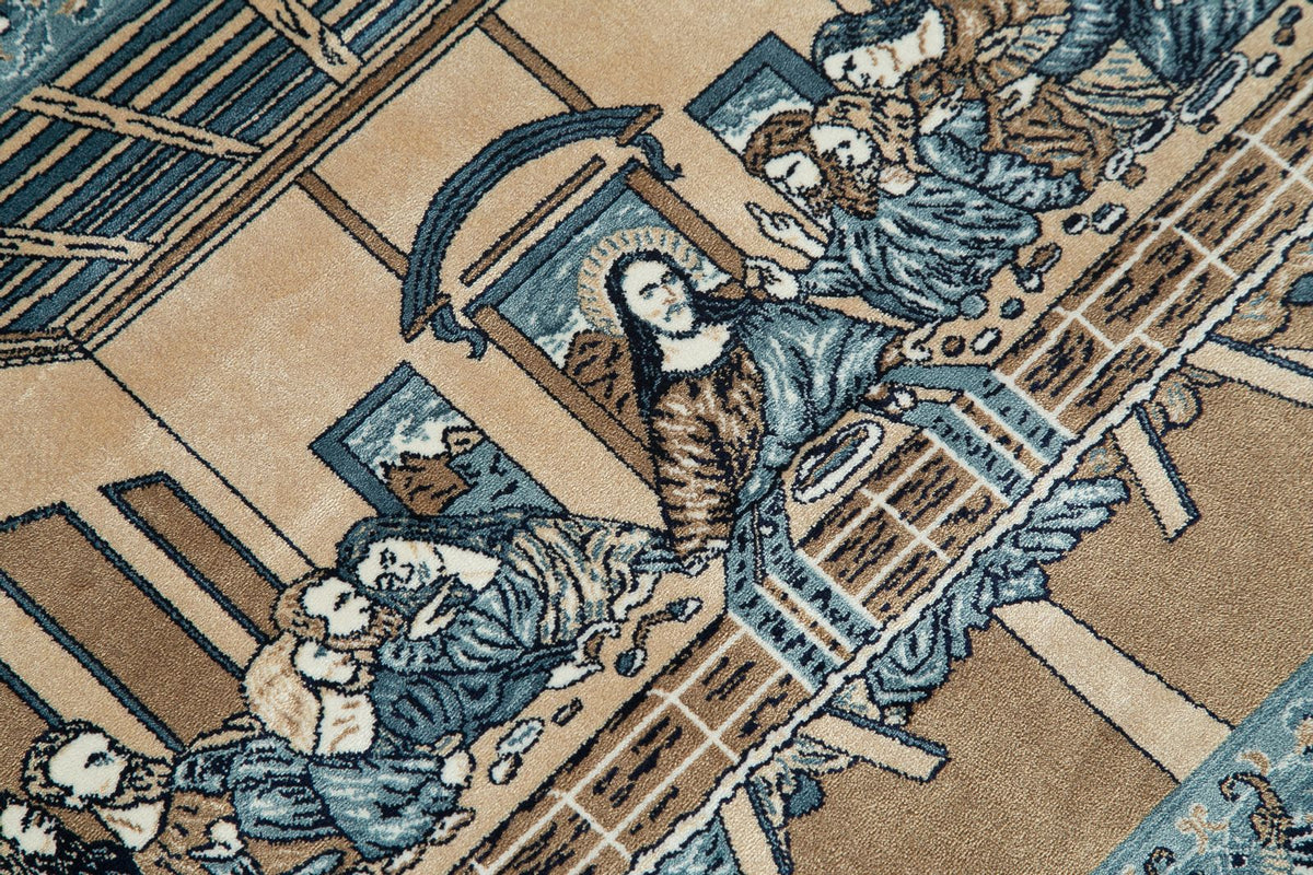 2x3 Blue and Multicolor Turkish Antep Rug