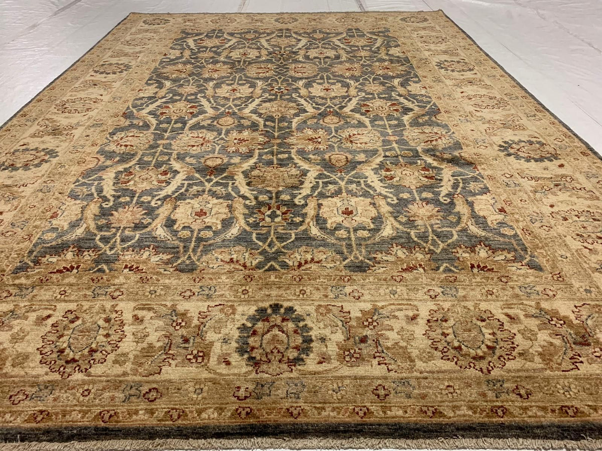 6x9 Gray and Ivory Turkish Oushak Rug