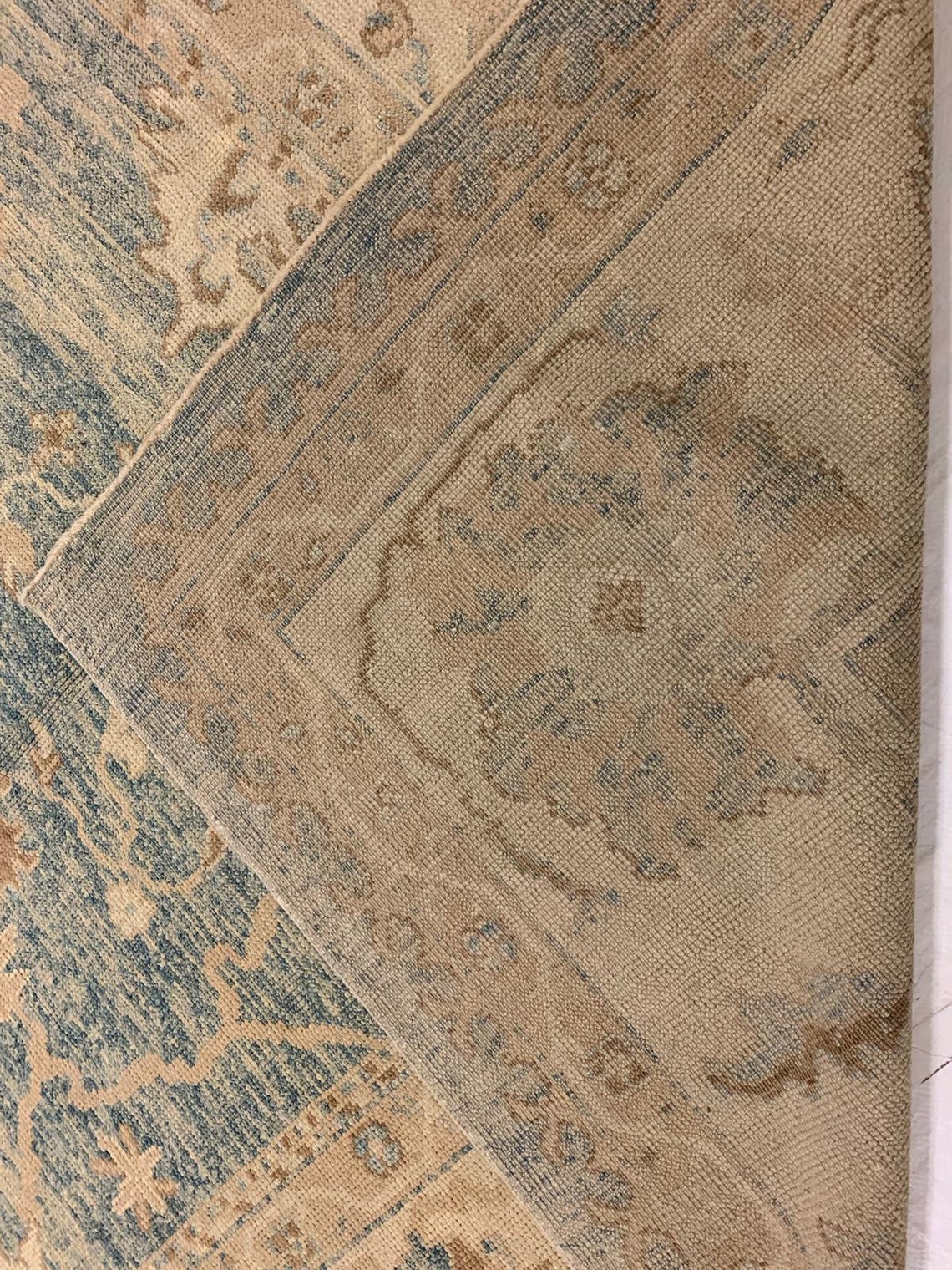 11x18 Blue and Ivory Turkish Oushak Rug