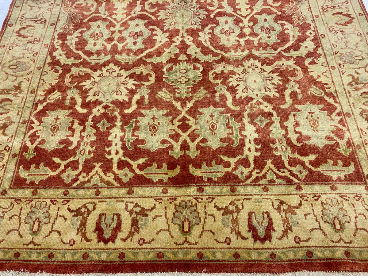 6x9 Red and Gold Turkish Oushak Rug
