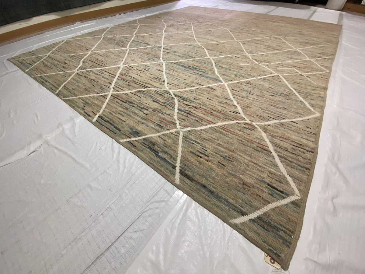 10x12 Pink and Beige Modern Contemporary Rug