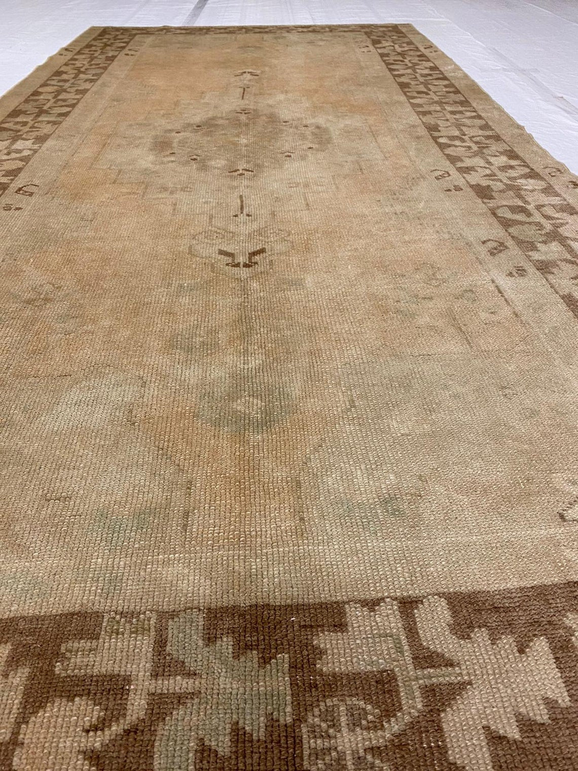 4x9 Ivory and Brown Turkish Tribal Runner