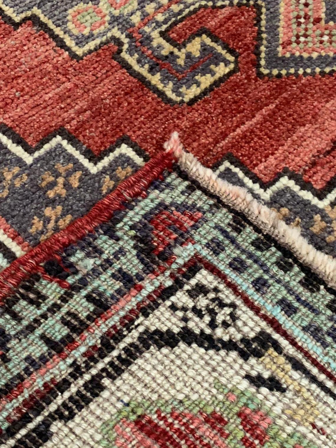 6x11 Beige and Red Turkish Tribal Rug