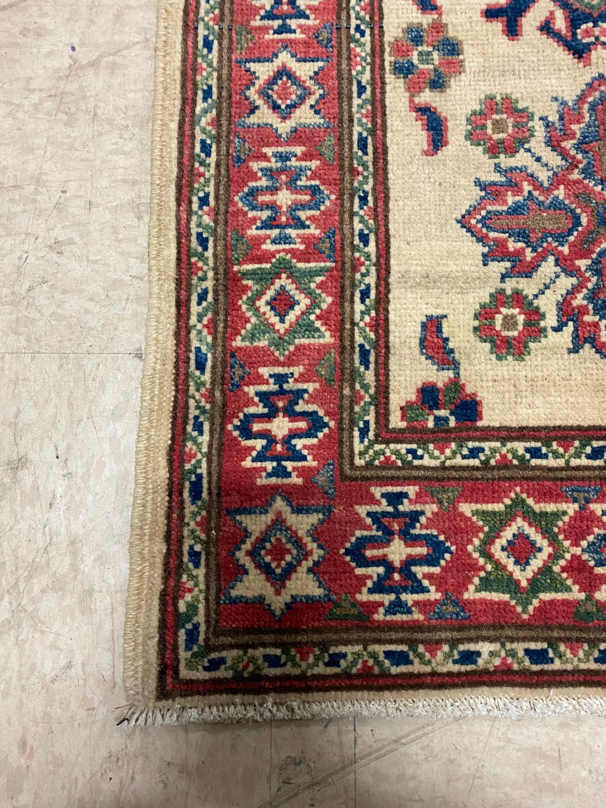 2x6 Ivory and Red Kazak Tribal Runner
