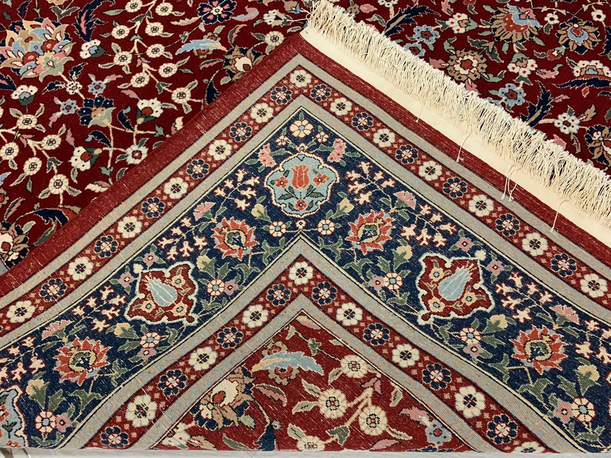 7x10 Red and Navy Turkish Silk Rug