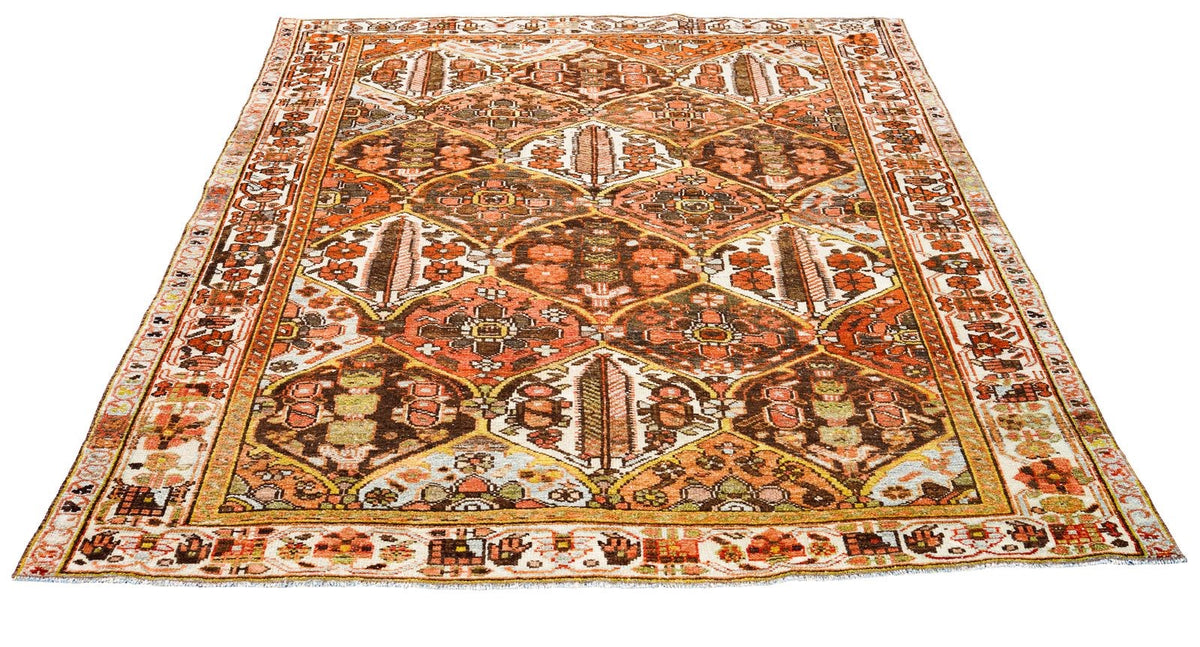 5x6 Brown and Beige Persian Rug