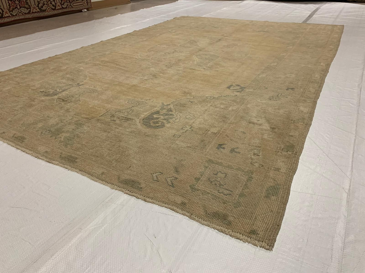 6x9 Gold and Blue Turkish Tribal Rug