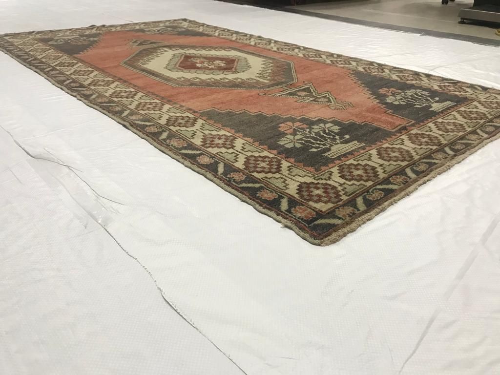 4x8 Red and Ivory Turkish Tribal Rug