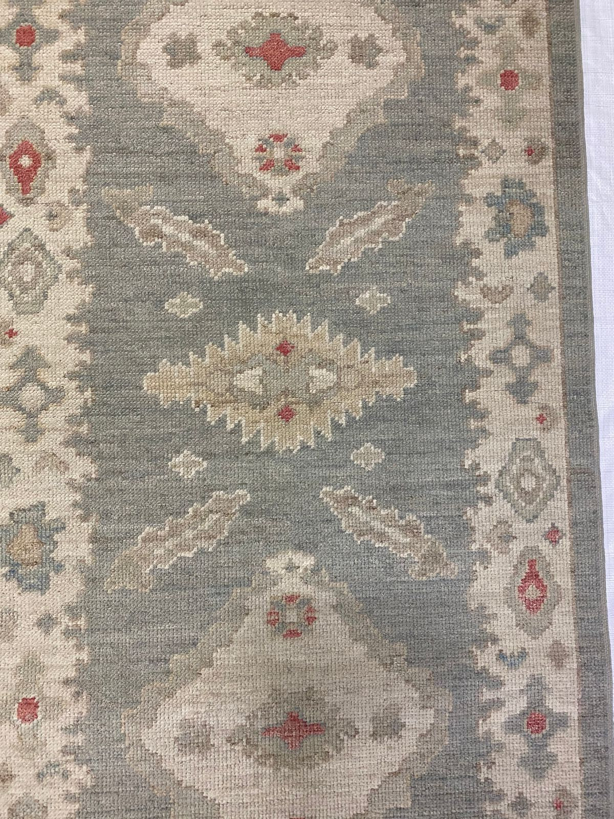 3x10 Blue and Ivory Turkish Oushak Runner