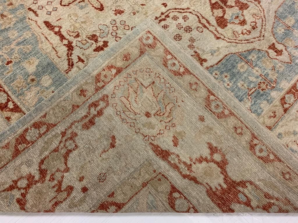 8x10 Blue and Ivory Turkish Oushak Rug