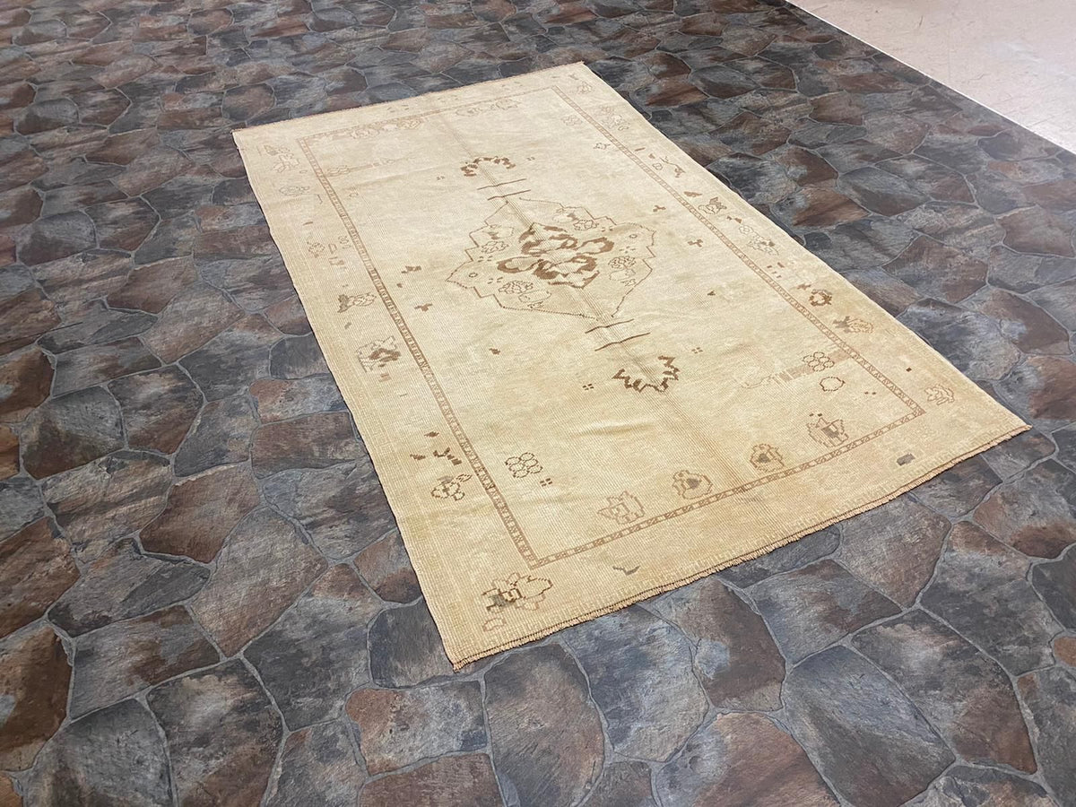 5x8 Gold and Brown Turkish Tribal Rug