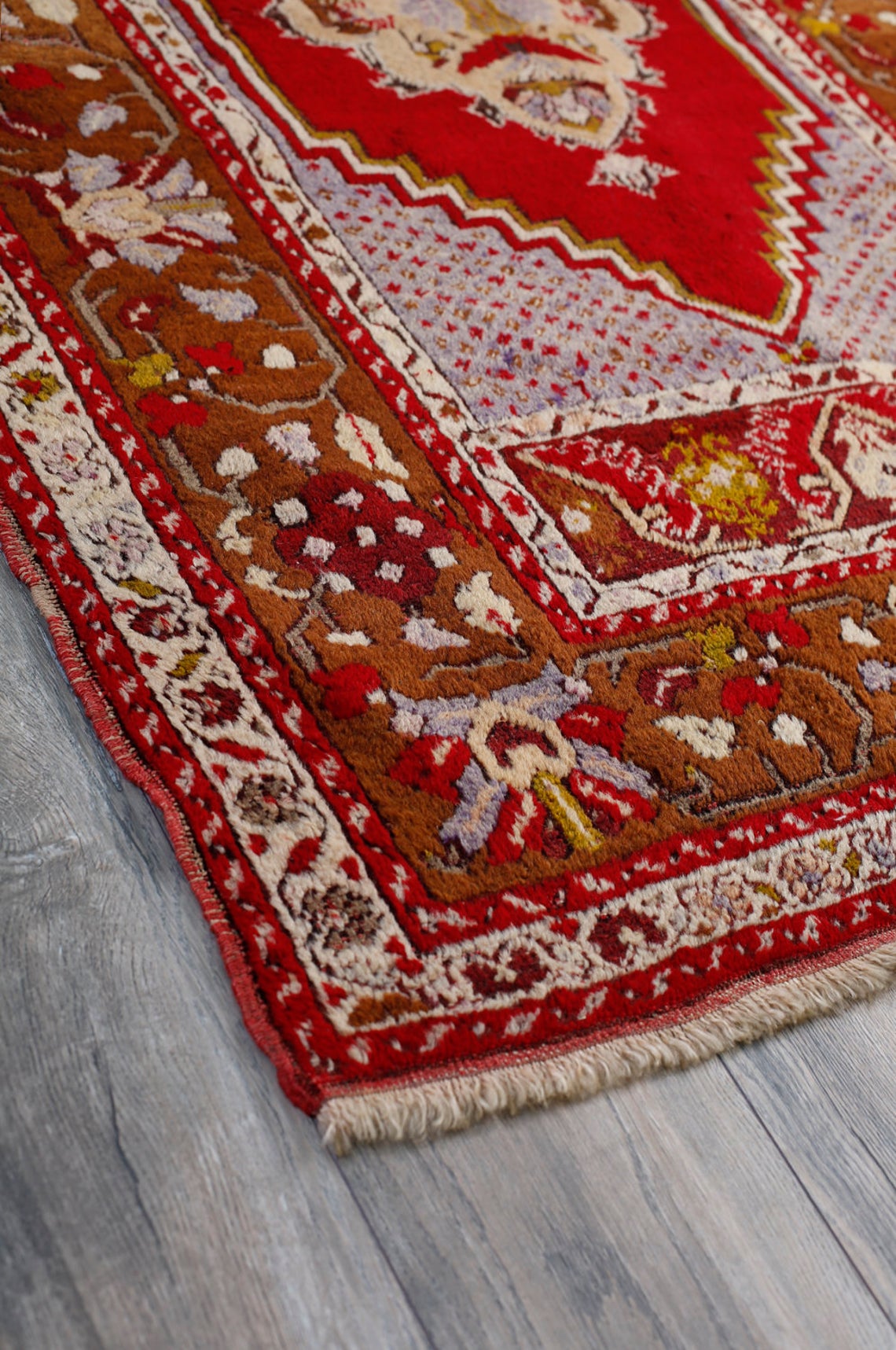 4x5 Red and Brown Turkish Tribal Rug