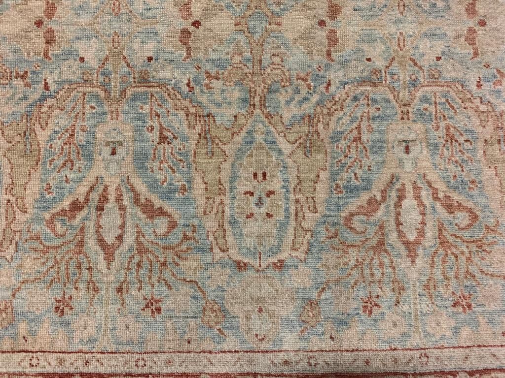 5x7 Blue and Red Turkish Oushak Rug