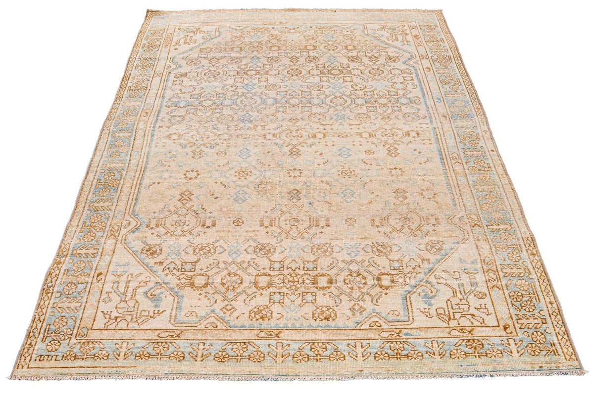 4x7 Beige and Blue Persian Rug