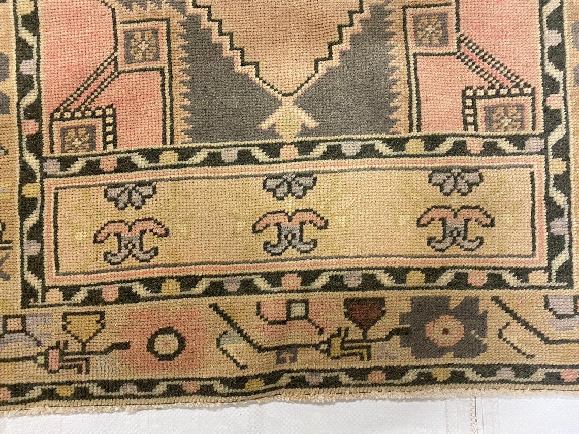 3x10 Ivory and Pink Turkish Tribal Runner