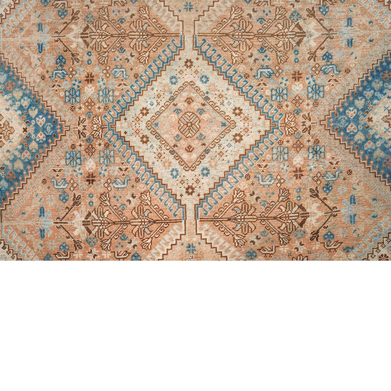 Vintage Handmade 7x10 Brown and Beige Persian Shiraz Distressed Area Rug
