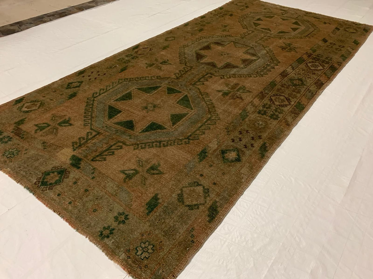 5x11 Gold and Beige Turkish Tribal Runner