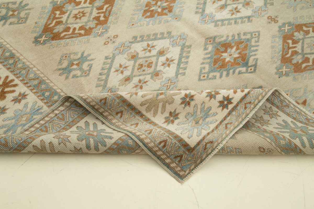 6x7 Multicolor and Ivory Turkish Tribal Rug